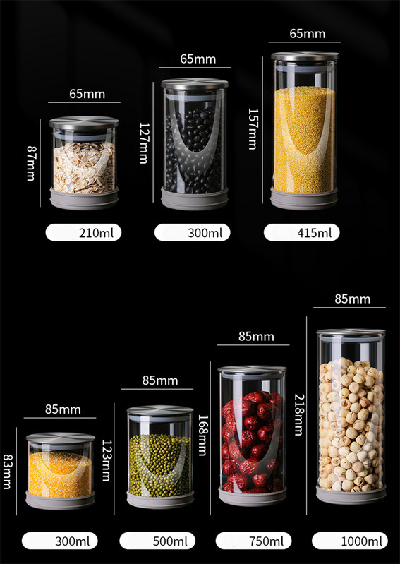 Talpykla grūdų stikliniams indams su nerūdijančio plieno dangteliu Stikliniai prieskonių stiklainiai Maisto 304 klasės nerūdijančio plieno laikymo bakas