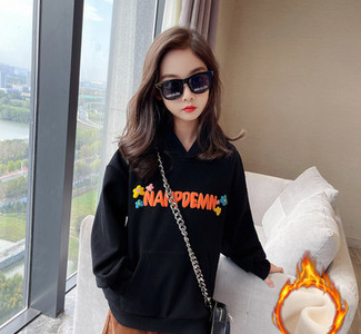 Kapuutsiga laste dressipluus tüdrukutele, soe, sügisene, talvine