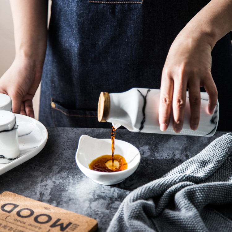 Mramorni keramički set boca za sol, papar, ulje, porculan, maslina, soja, začini za zabavu, kuhinjski alati za kuhanje, boce za ulje i ocat