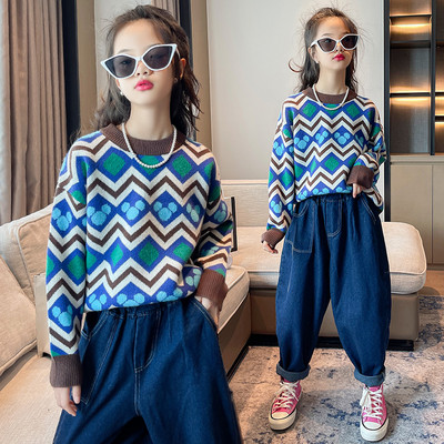 Naujo modelio rudens-žiemos vaikiškas megztinis merginoms