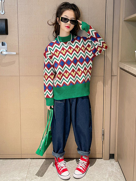 Naujo modelio rudens-žiemos vaikiškas megztinis merginoms