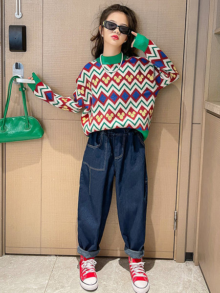 Naujo modelio rudens-žiemos vaikiškas megztinis merginoms