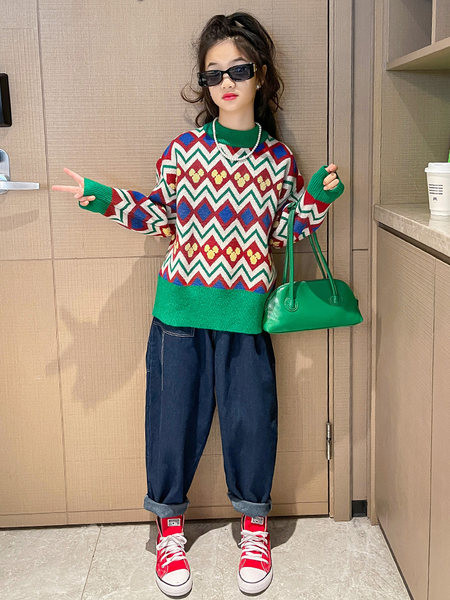 Naujo modelio rudens-žiemos vaikiškas megztinis merginoms