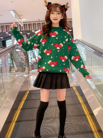 Χριστουγεννιάτικο παιδικό πουλόβερ για κορίτσια με κέντημα