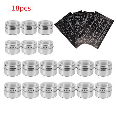 MLIA Магнитни буркани за подправки с етикети за подправки Магнитни кутии за подправки от неръждаема стомана с магнитна основа на стената на хладилника