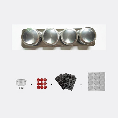 MLIA Магнитни буркани за подправки с етикети за подправки Магнитни кутии за подправки от неръждаема стомана с магнитна основа на стената на хладилника