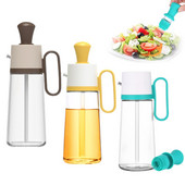 Sticlă cu distribuitor de ulei 2 în 1 cu design perie. Sticla convenabilă pentru condimente lichide pentru articole de bucătărie, multifuncțională