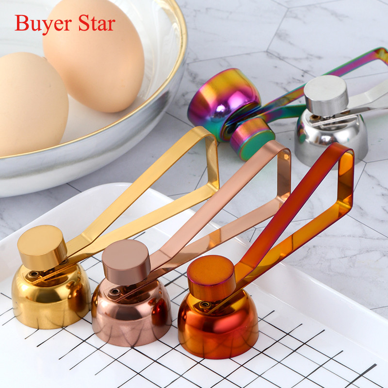 Lengvai naudojamas metalinis kiaušinių atidarytuvas nerūdijančio plieno virtuvės prietaisai Virtuvės reikmenys Kiaušinių lukštų pjaustytuvas Kiaušinių žirkliniai serviravimo įrankiai Priedai