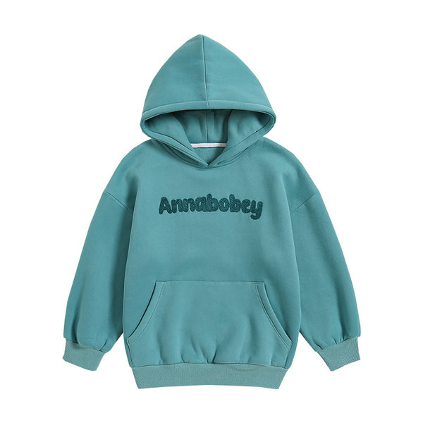 Hanorac casual pentru copii cu gluga pentru fete - culoare verde si rosu