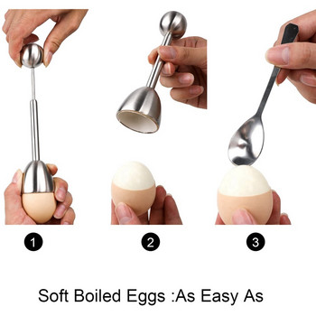 Горещи SV-комплекти за крекери за яйца от неръждаема стомана, държач за разделяне на твърдо сварени яйца, 8 лъжици, 8 чаши, 2 горни ножа за отстраняване на черупки