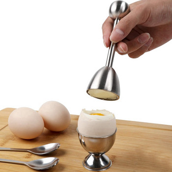 Ζεστό SV-Σετ Topper Egg Cracker από ανοξείδωτο ατσάλι, Στήριγμα διαχωριστή για σκληρά βρασμένα αυγά, 8 κουτάλια, 8 φλιτζάνια, 2 Κόφτης αφαίρεσης κελύφους