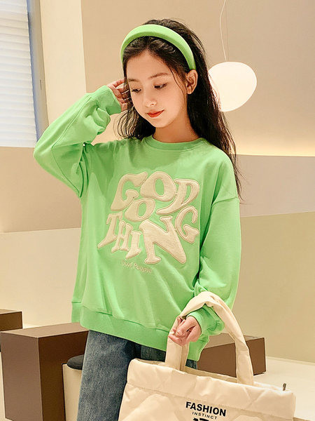 Hanorac modern pentru copii cu broderie - culoare verde