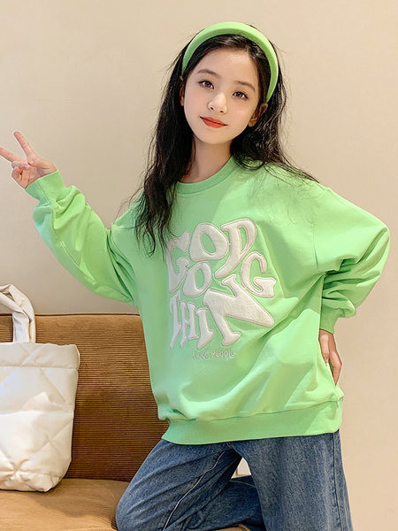 Hanorac modern pentru copii cu broderie - culoare verde