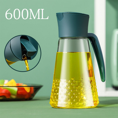 600ML Αντιδιαρροή γυάλινο μπουκάλι λαδιού Σετ κουζίνας Gadget Μπουκάλι καρυκευμάτων με ακροφύσιο από ανοξείδωτο χάλυβα, γυάλινος διανομέας καρυκευμάτων