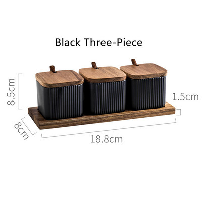 Kreatív, hordozható négyzet alakú, egyenes szemű fűszeres edény, háztartási kombinációs fűszerdoboz, tartós kerámia készlet konyhába