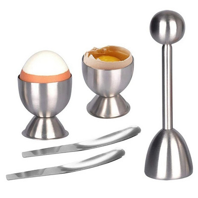 Отварачка за варени яйца от неръждаема стомана Отварачка за бисквити с яйчени черупки Поставка за лъжица за яйца Кухненски джаджи