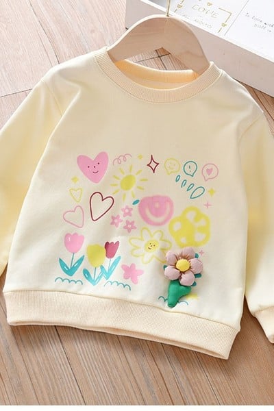 Naujo modelio vaikiška palaidinė su 3D elementu mergaitėms