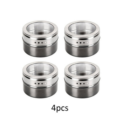 4vnt/6vnt Magnetinis prieskonių stiklainis Prieskonių butelių rinkinys Purtyklė Purškimo įrankiai Nerūdijančio plieno prieskonių skardinės Pipirų prieskonių laikymo talpykla