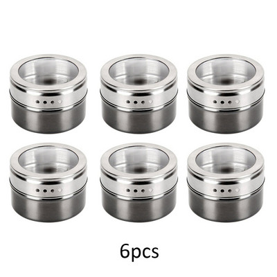 4vnt/6vnt Magnetinis prieskonių stiklainis Prieskonių butelių rinkinys Purtyklė Purškimo įrankiai Nerūdijančio plieno prieskonių skardinės Pipirų prieskonių laikymo talpykla