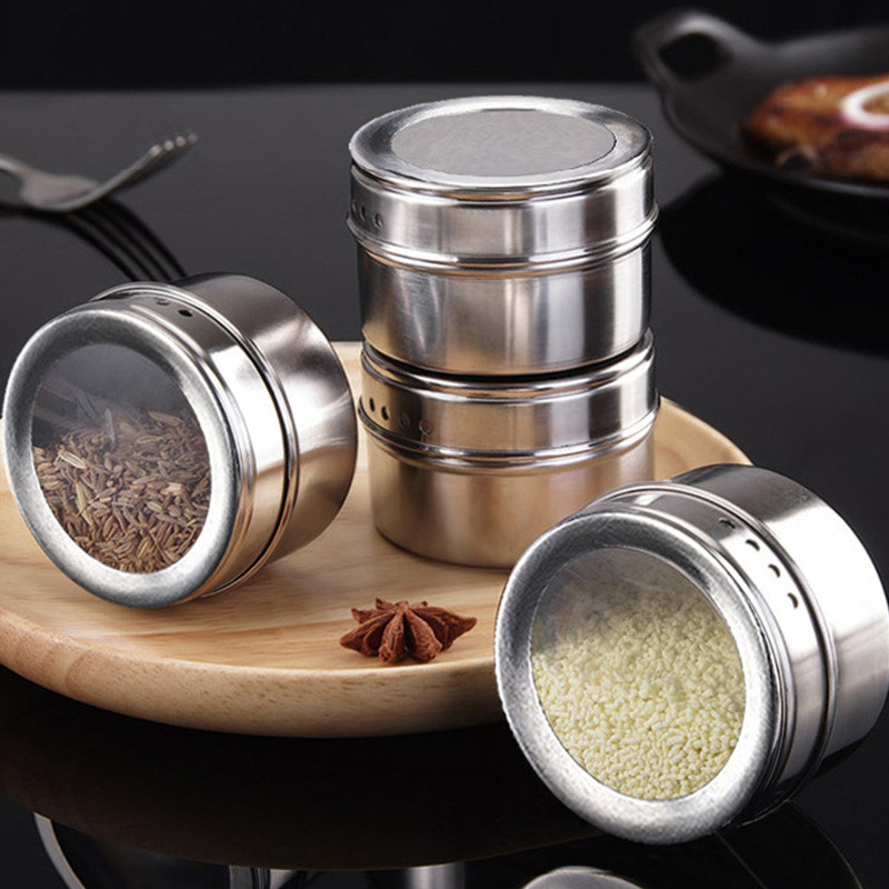 Set borcane magnetice pentru condimente cu tavă din oțel inoxidabil pentru sare și piper, organizator de condimente, sticle, seturi de gadgeturi de bucătărie