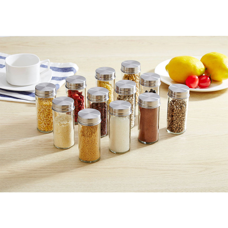 Rozsdamentes acél fűszeres üveg konyhai fűszeres palack 12 részes konyhai kellékek készlet fűszeres edény kombinációs fűszer tégely
