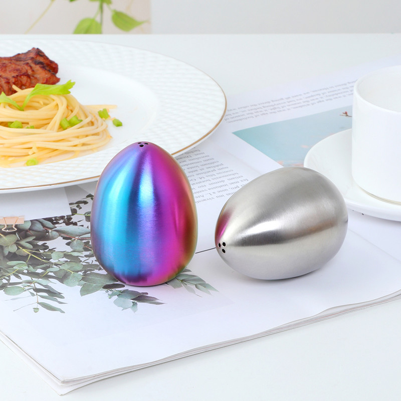 4db Fűszeres TÉRKÉS Tojás alakú rozsdamentes acél borsos tégely Sótartó Hordozható Grill Piknik Arcilos Gyógynövény Fűszereszköz