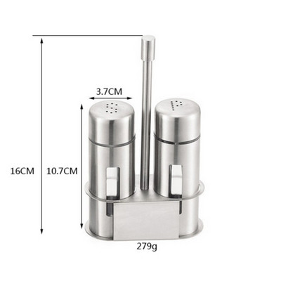Set de agitator de sare și piper din oțel inoxidabil Borcan de condimente cu suport Sticle de ulei Cutie de condimente Recipient pentru condimente Unelte de bucătărie