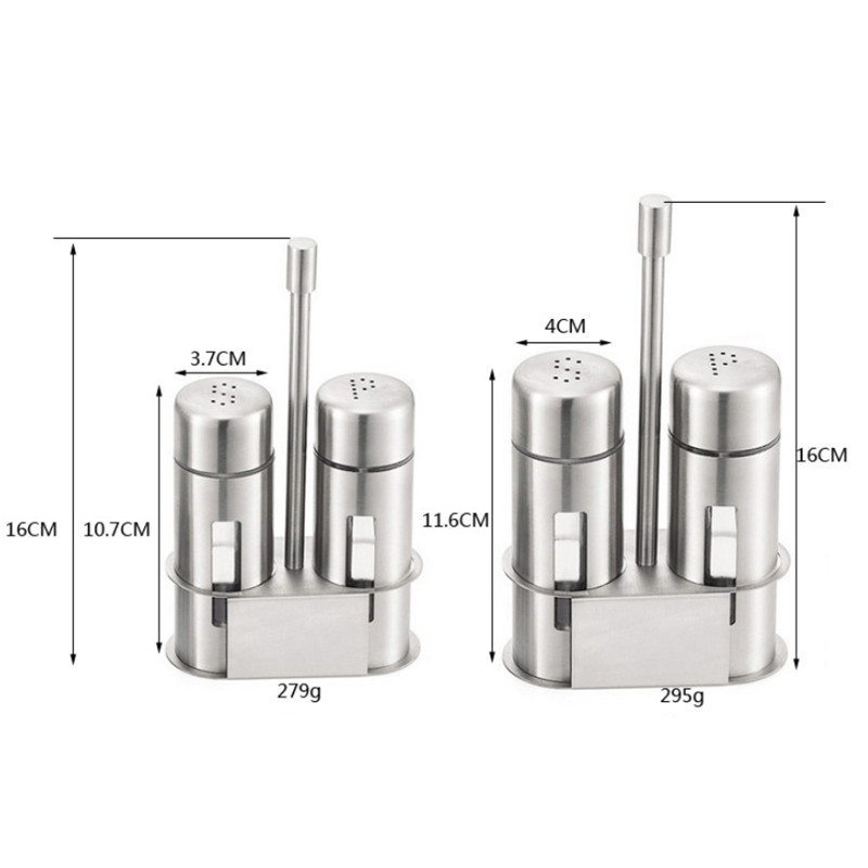 Set de agitator de sare și piper din oțel inoxidabil Borcan de condimente cu suport Sticle de ulei Cutie de condimente Recipient pentru condimente Unelte de bucătărie