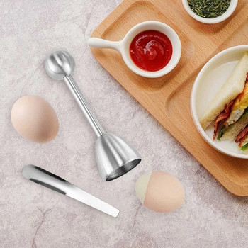 Ανοξείδωτο ατσάλι για βρασμένα αυγά Topper EggShell Cracker Ανοιχτήρι Αυγοθήκη κουταλιού Gadgets κουζίνας