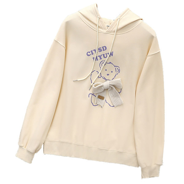 Hanorac sport cu gluga si aplicatie pentru fete