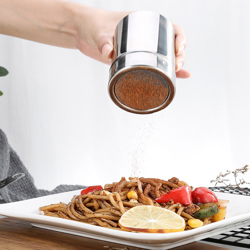 Capac pentru agitator de ciocolată, din oțel inoxidabil, zahăr glazurat, făină, pudră de cacao, sită de cafea, instrument de gătit C66