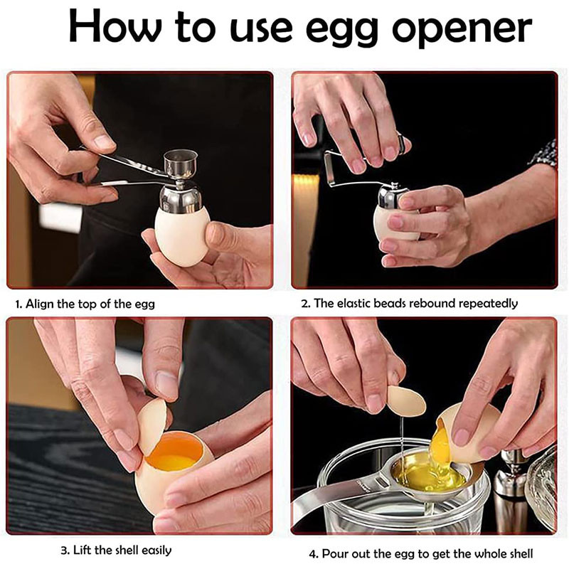Metalni rezač ljuski jaja Otvarač ljuski za jaja Nehrđajući čelik 304 Kuhana sirova jaja Kreativni kuhinjski alat Otvarač za ljuske jaja