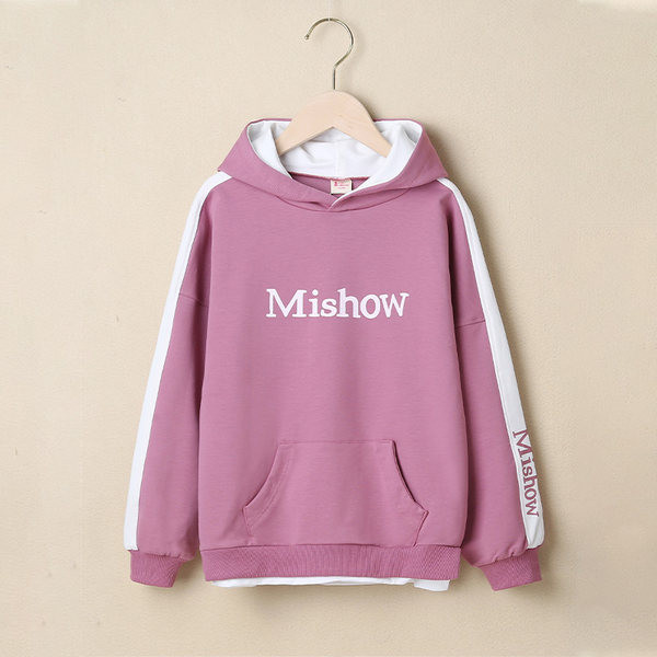 Paprasti megztiniai mergaitėms su gobtuvu ir kišene