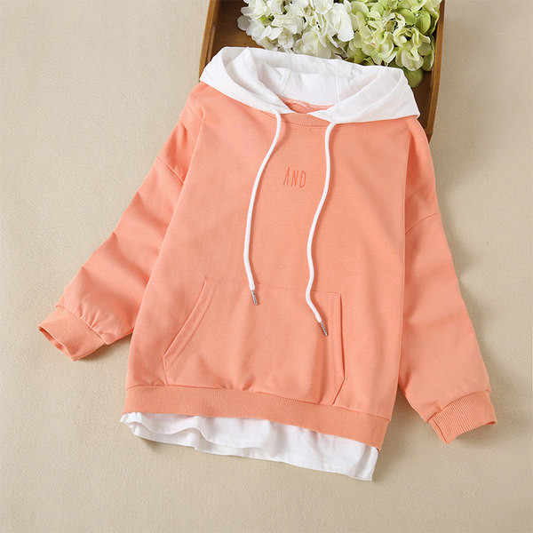 Hanorac de culoare uni pentru copii cu gluga