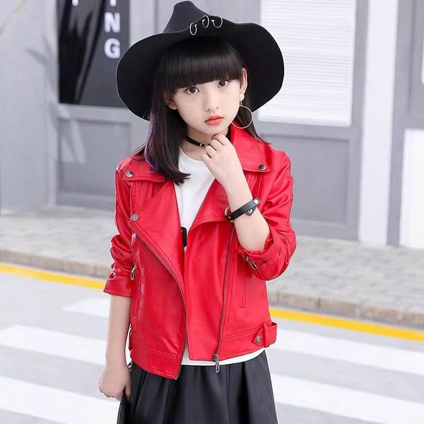 Geaca copii din piele ecologica cu captuseala si fermoar pentru fete