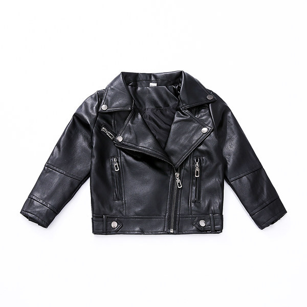 Geaca copii din piele ecologica cu captuseala si fermoar pentru fete