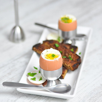 Δημιουργική κουζίνα Τραπεζαρία Egg Topper Cotter Ανοιχτήρι με κέλυφος Ασημένιο ρόπτρο αυγών από ανοξείδωτο ατσάλι βρασμένο ακατέργαστο κέλυφος με ποτηροθήκη κουταλιού