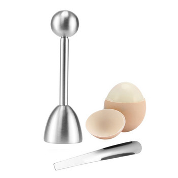 Δημιουργική κουζίνα Τραπεζαρία Egg Topper Cotter Ανοιχτήρι με κέλυφος Ασημένιο ρόπτρο αυγών από ανοξείδωτο ατσάλι βρασμένο ακατέργαστο κέλυφος με ποτηροθήκη κουταλιού