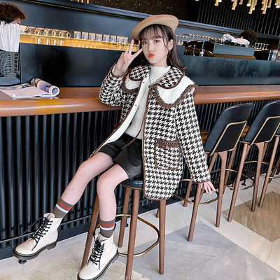 Palton elegant pentru copii pentru fete cu guler