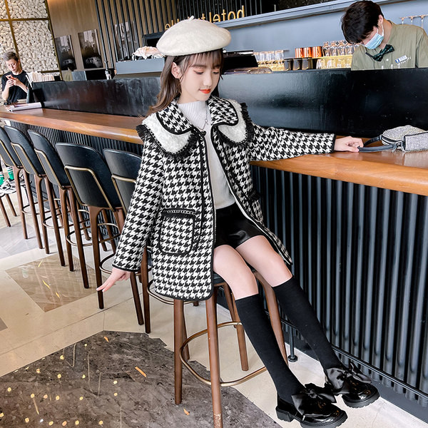 Palton elegant pentru copii pentru fete cu guler