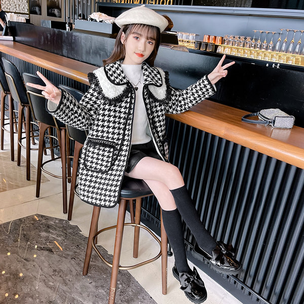 Palton elegant pentru copii pentru fete cu guler