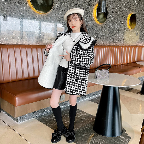 Palton elegant pentru copii pentru fete cu guler