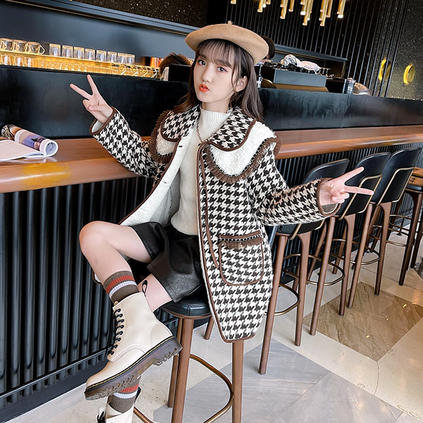 Palton elegant pentru copii pentru fete cu guler