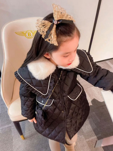 Madinga rudens žieminė striukė mergaitėms su raišteliais ir sagomis