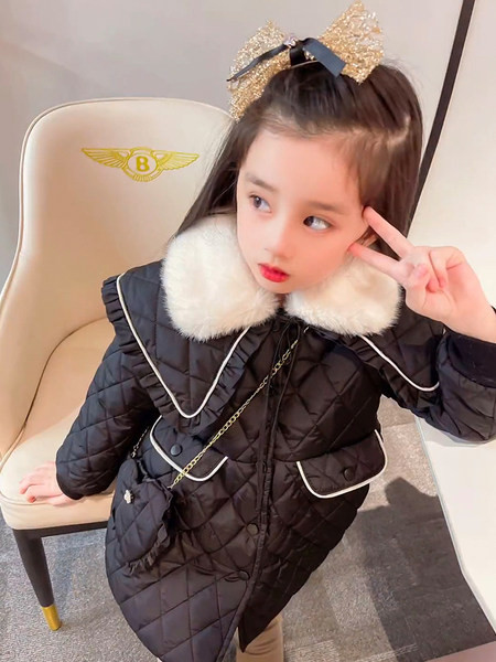 Madinga rudens žieminė striukė mergaitėms su raišteliais ir sagomis