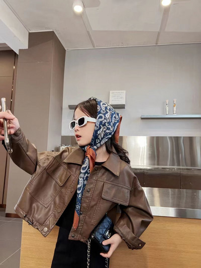 Geaca de toamna pentru fete din piele ecologica