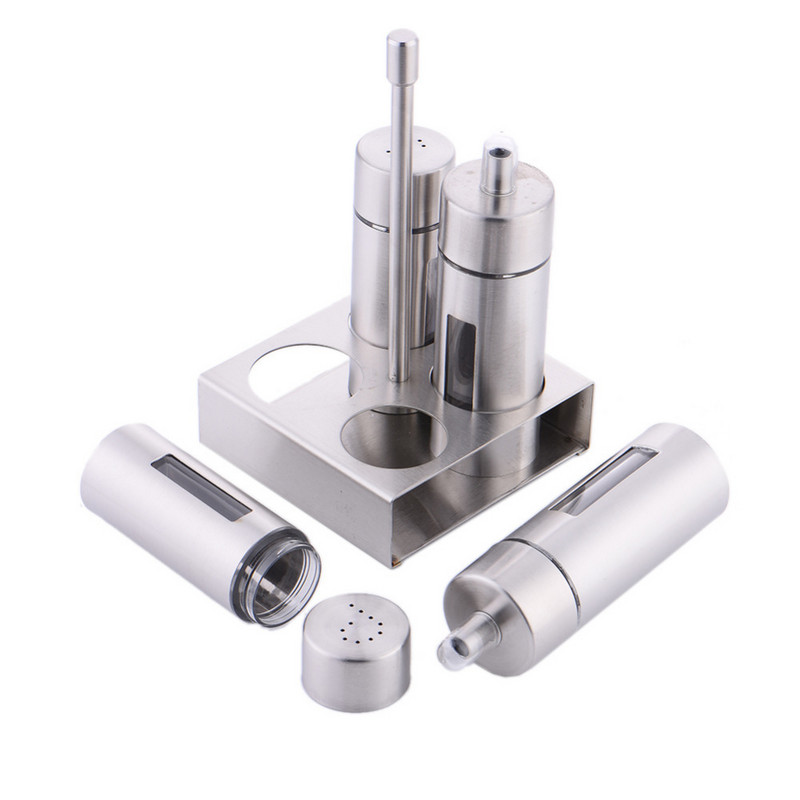 Rozsdamentes acél fűszertartó állvány Fűszeres edénykészlet Só és bors fűszerezés többfunkciós konyhai eszköz