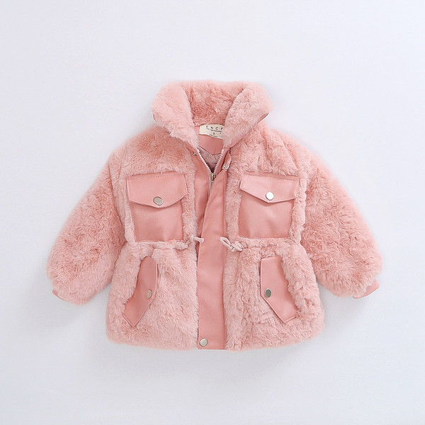 Geacă din piele ecologică la modă pentru fete cu șireturi și fermoar