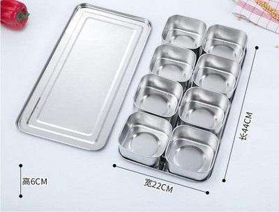 Japán rozsdamentes acél fűszeres doboz készlet Kreatív fűszeres tégely 6 rács 8 opcionális fedéllel Konyhai egészség fűszerdoboz