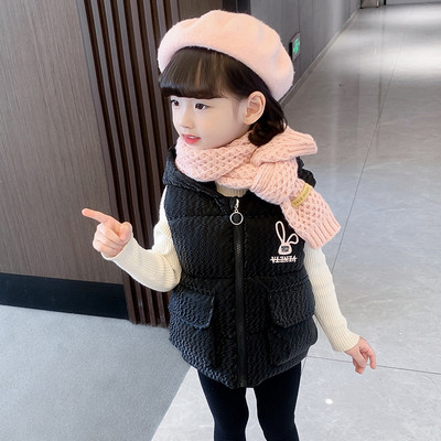 Vaikiška liemenė su gobtuvu, aplikacijomis ir blizgučiais mergaitėms